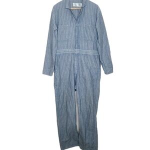 Vtg Red Kap USA Coveralls Blue Herringbone Striped Mechanic Gorpcore Unisex 42RG